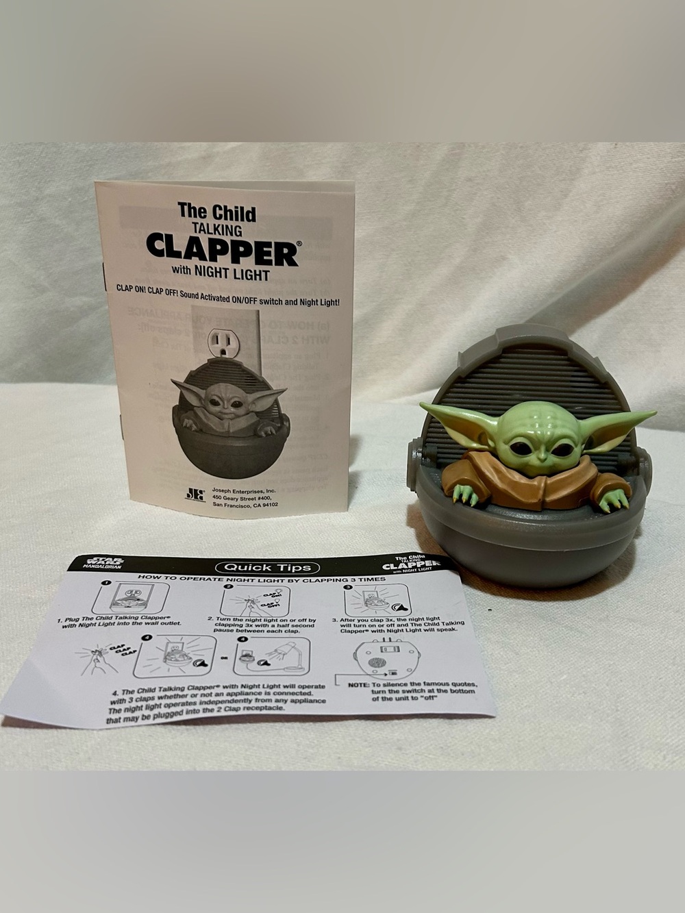 Star Wars Mandalorian The Child Grogu Baby Yoda Talking Clapper Night Light